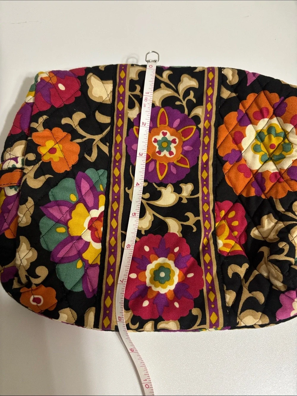 Vera Bradley Black Floral Quilted Cosmetic Bag - Multicolor